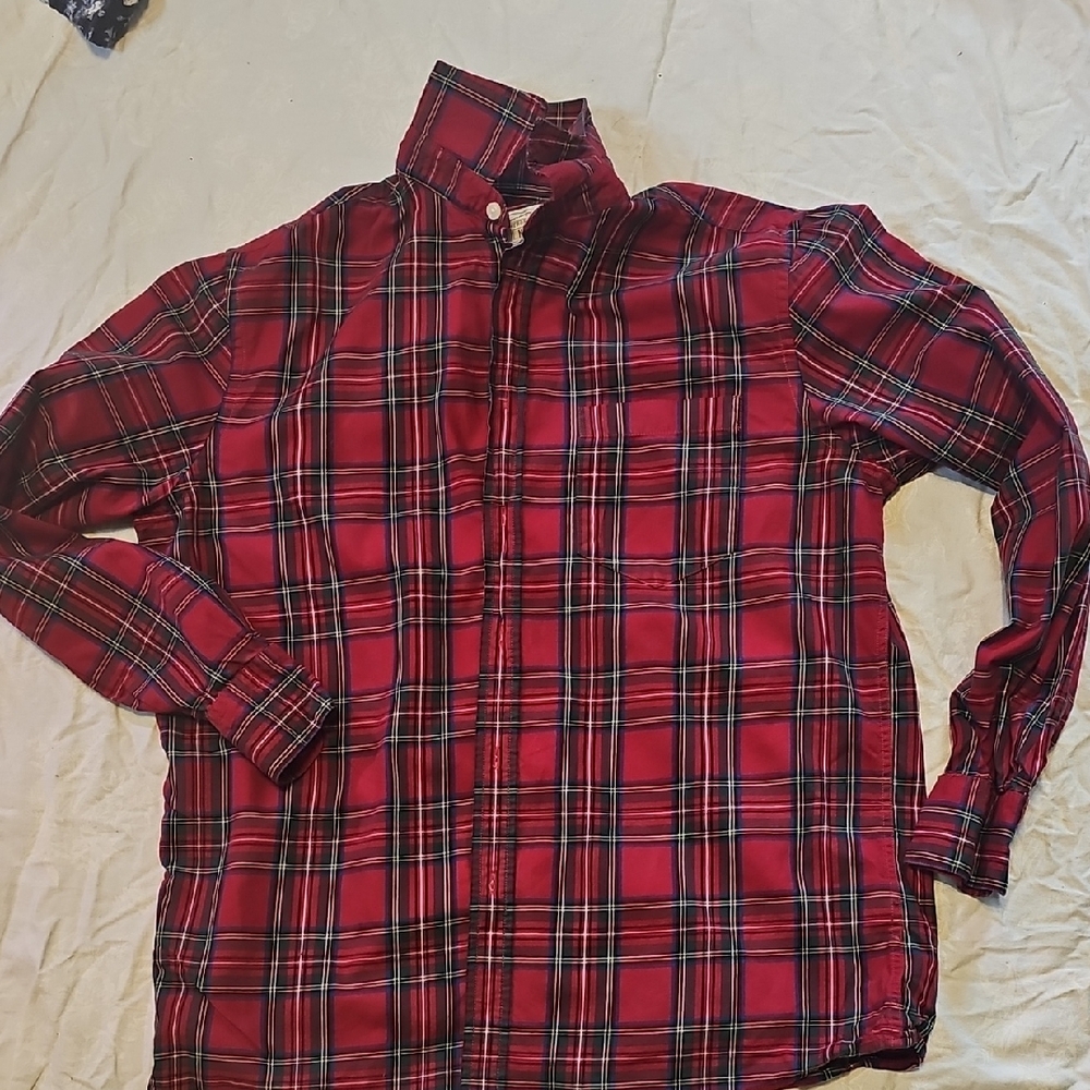Red Plaid Boy's Button Up